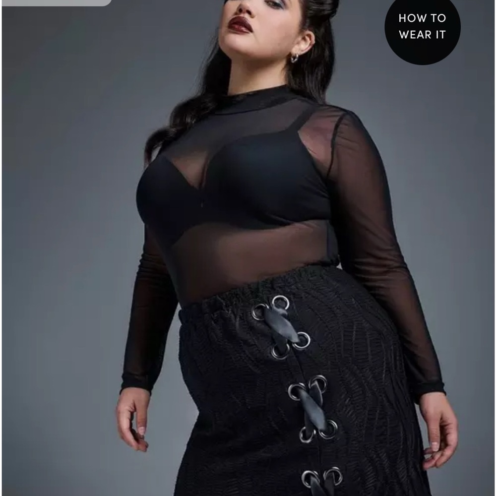 torrid Black Lace-Up Maxi Skirt with Front Slit Sz 2x (18-20) - Picture 2 of 6